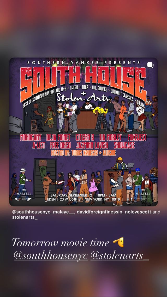 SOUTH HOUSE + Stolen Arts, Sat, Sep 12, Eden, Midtown
