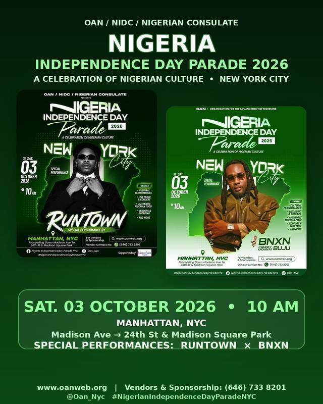 Nigeria Independence Day Parade 2026, Sat, Oct 3, Madison Ave to 24th St & Madison Square Park, Manhattan