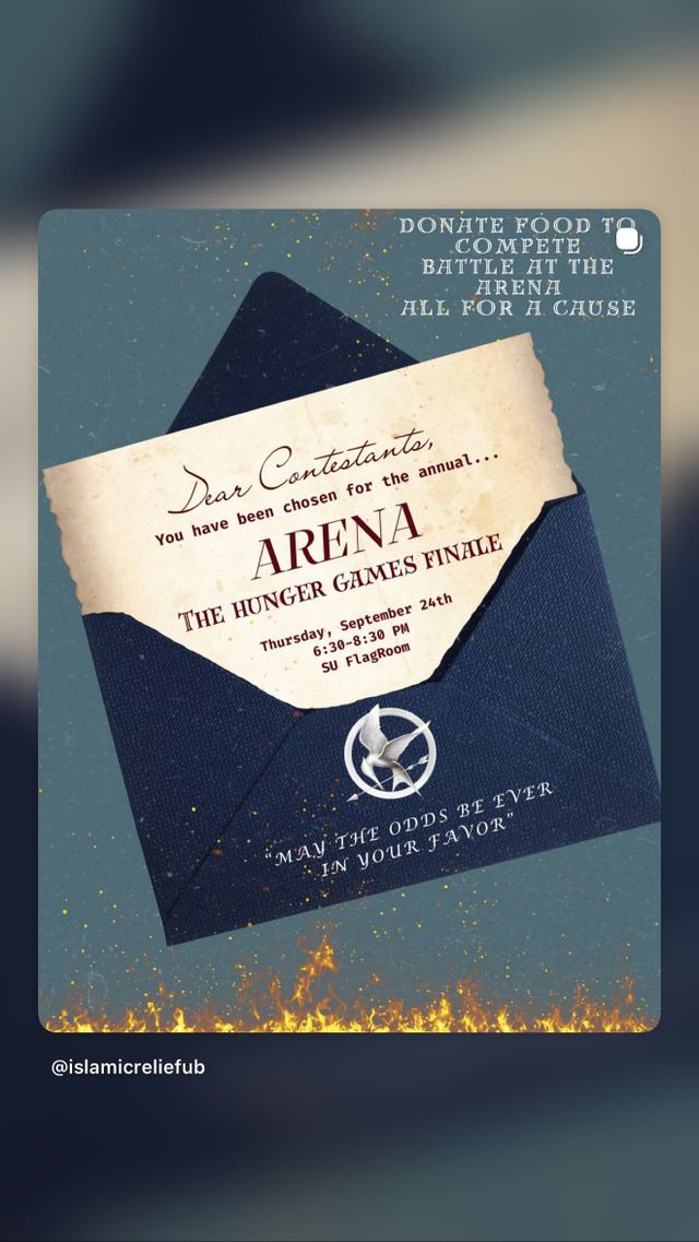 ARENA THE HUNGER GAMES FINALE, Thu, Sep 24, SU FlagRoom