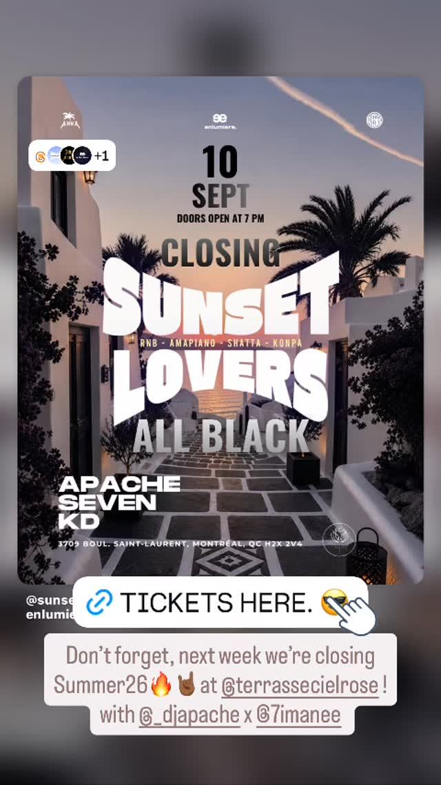 CLOSING SUNSET LOVERS, Thu, Sep 10, Terrasse Ciel Rose, Le Plateau-Mont-Royal