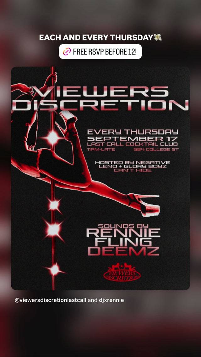VIEWERS DISCRETION, Thu, Sep 17, LAST CALL COCKTAIL CLUB
