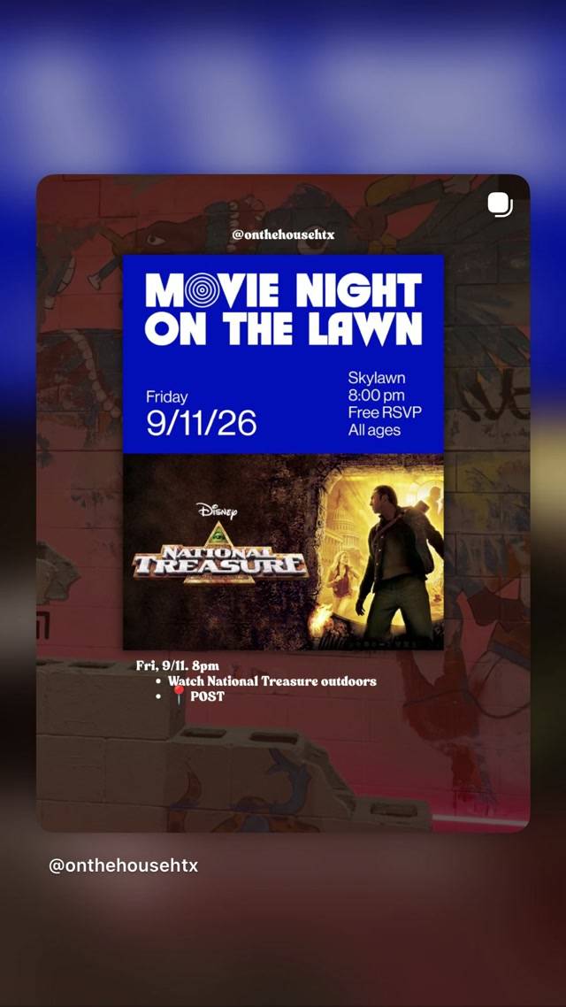 Movie Night On The Lawn, Fri, Sep 11, Skylawn, Downtown Houston