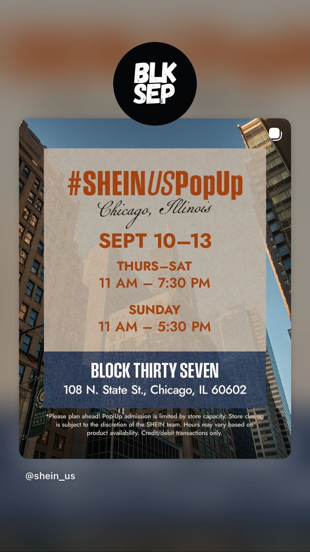 #SHEINUSPopUp Chicago, Illinois, Thu, Sep 10 – Sun, Sep 13, Block Thirty Seven, Chicago Loop