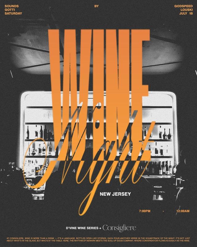 Wine Night, Sat, Jul 18, Consigliere, Newark