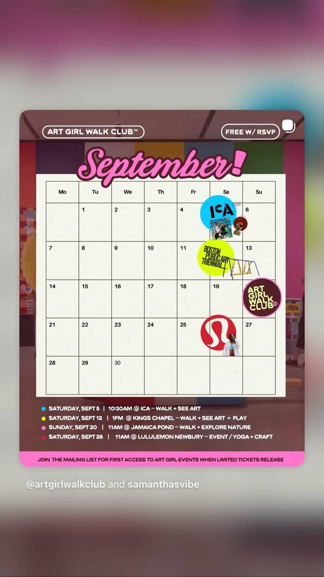 Art Girl Walk Club, Sun, Sep 20, Jamaica Pond, Jamaica Plain