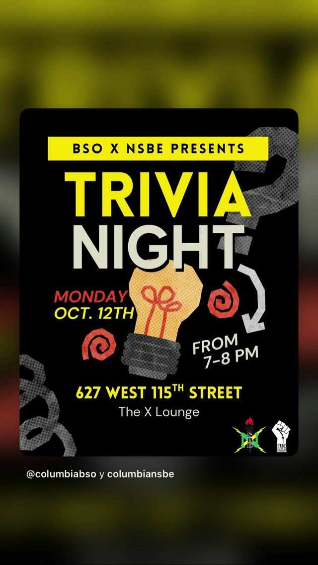 TRIVIA NIGHT, Mon, Oct 12, The X Lounge, Morningside Heights