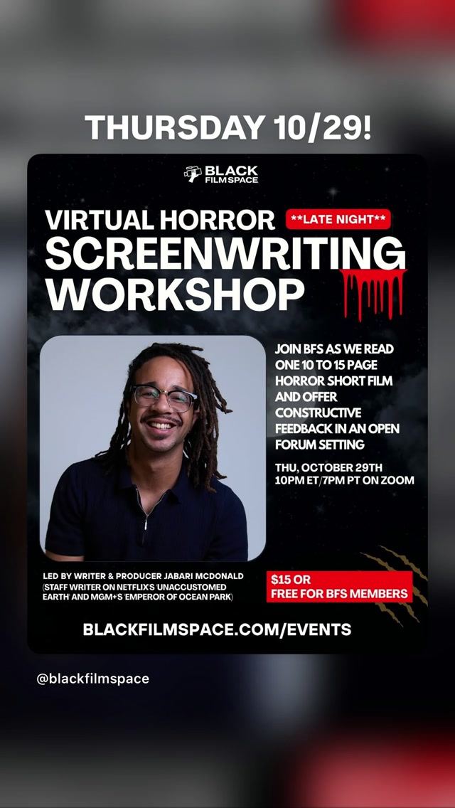 VIRTUAL HORROR SCREENWRITING WORKSHOP