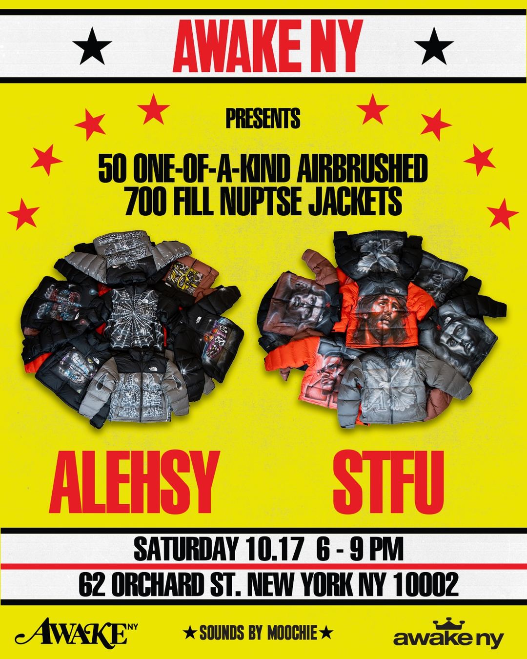 50 ONE-OF-A-KIND AIRBRUSHED 700 FILL NUPTSE JACKETS