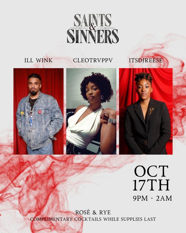 Saints & Sinners, Sat, Oct 17, Rosé & Rye