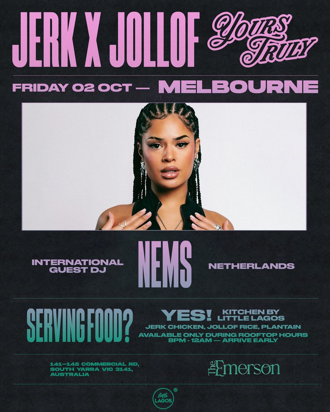 JERK X JOLLOF Yours Truly MELBOURNE AUSTRALIA TOUR — flyer 3