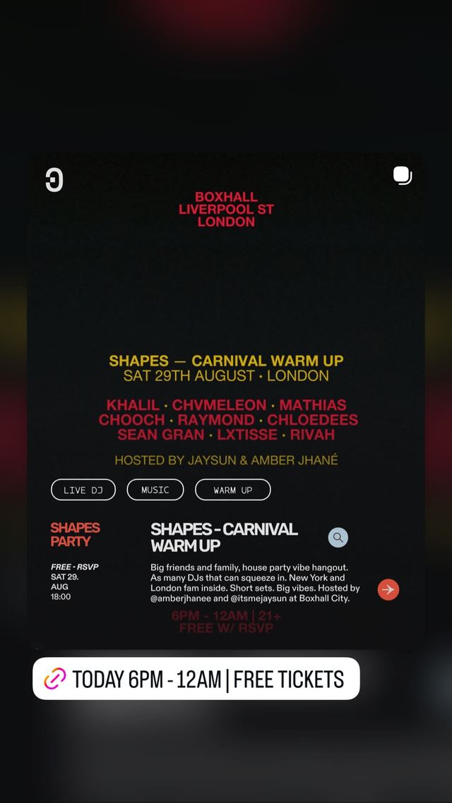 SHAPES CARNIVAL WARMUP, Sat, Aug 29, Boxhall Liverpool ST