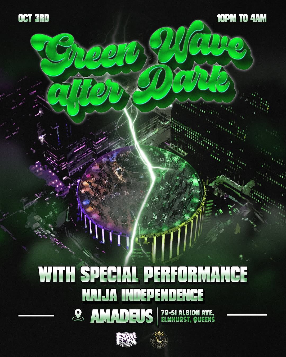 Green Wave After Dark