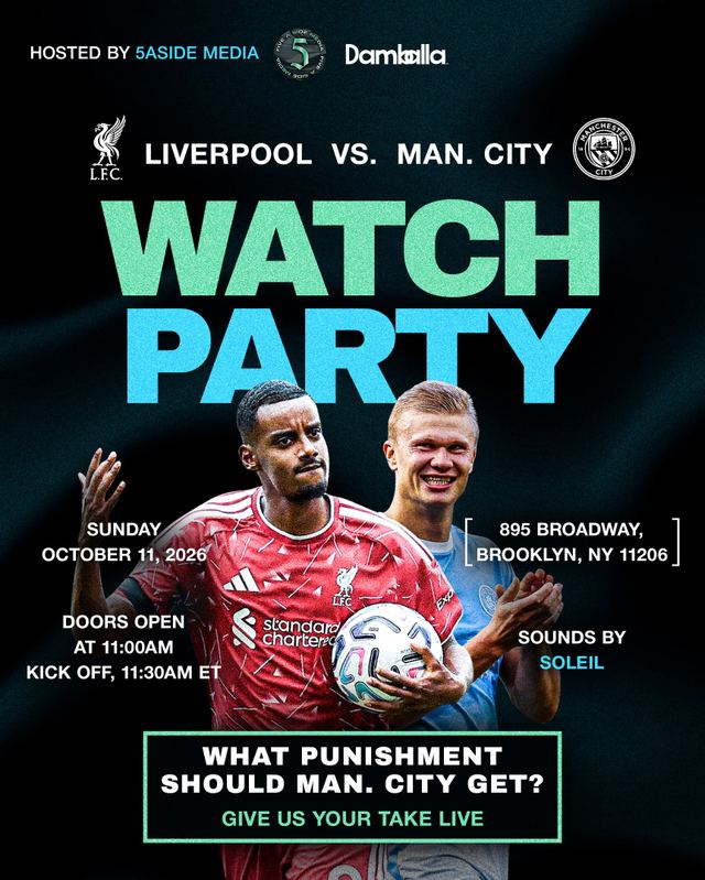 Liverpool vs Man City Watch Party, Sun, Oct 11, Damballa, Bushwick