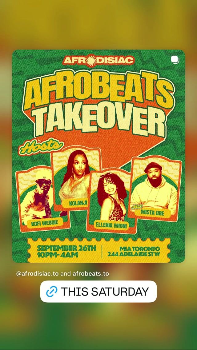 AFROBEATS TAKEOVER, Sat, Sep 26, MIA TORONTO, Entertainment District