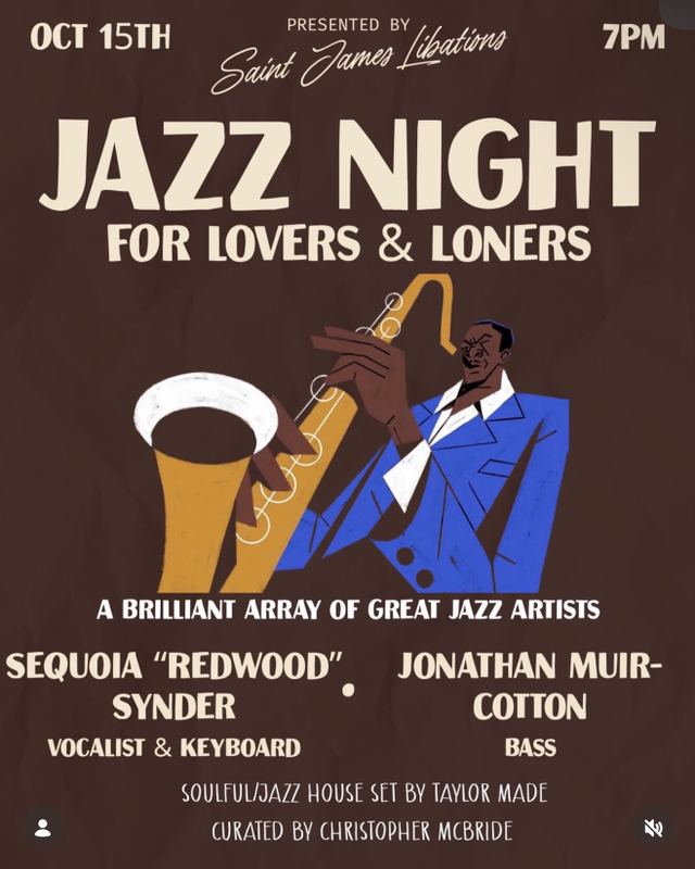JAZZ NIGHT FOR LOVERS & LONERS, Thu, Oct 15, Cafe Erzulie, Bushwick