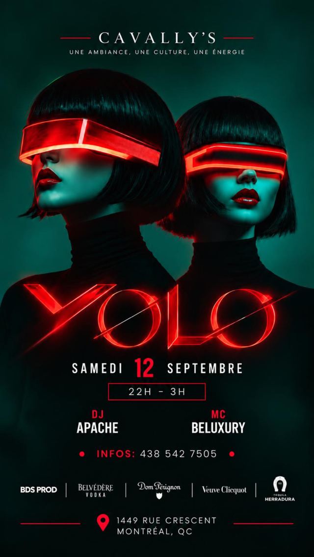 YOLO, Sat, Sep 12, Cavally's, Downtown Montreal