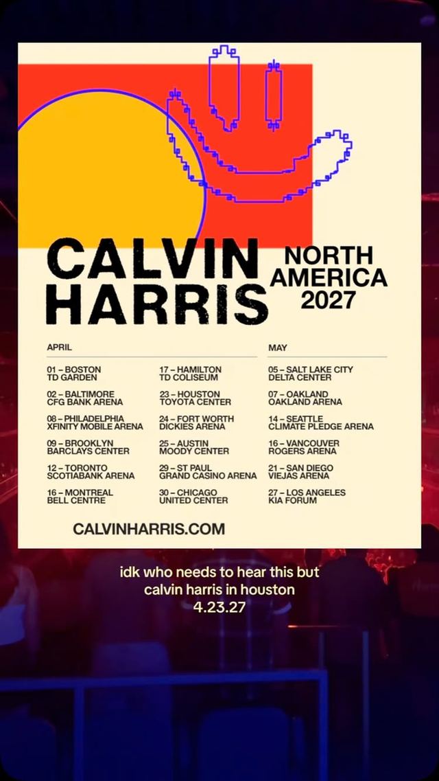 Calvin Harris North America 2027, Thu, Apr 1, 2027, TD Garden