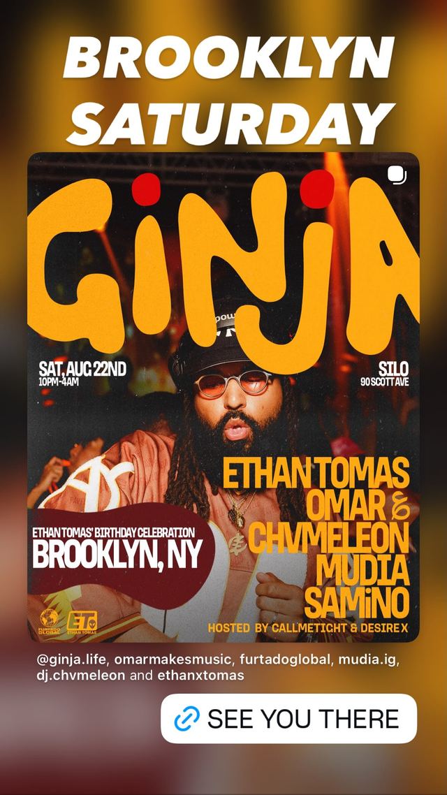 GINJA, Sat, Aug 22, Silo, Brooklyn