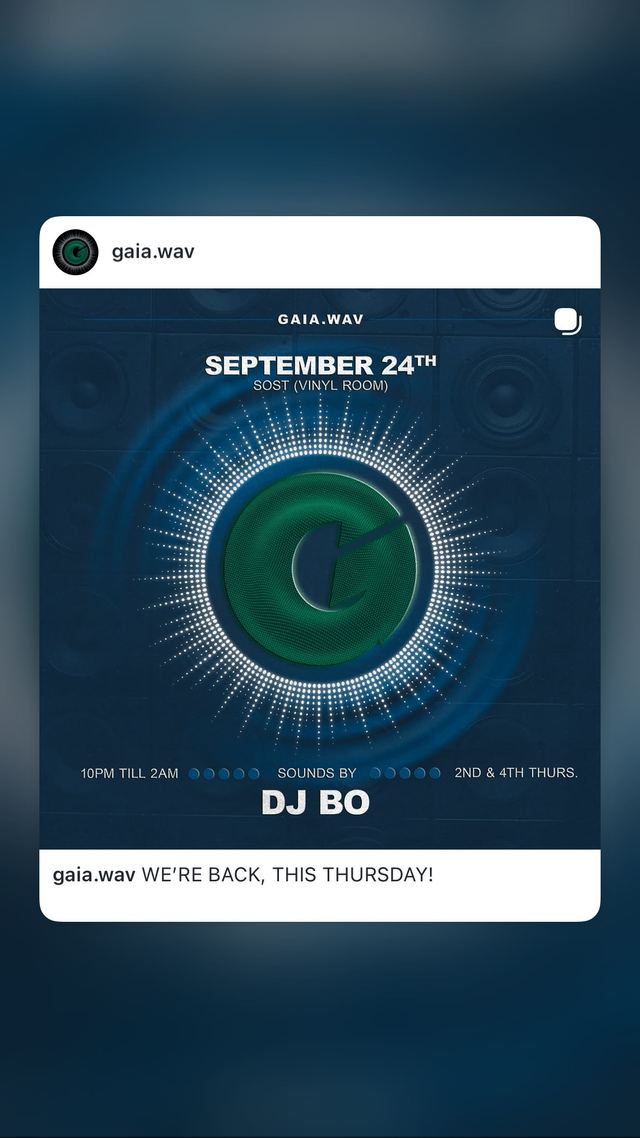 GAIA.WAV, Thu, Sep 24, SOST (Vinyl Room)