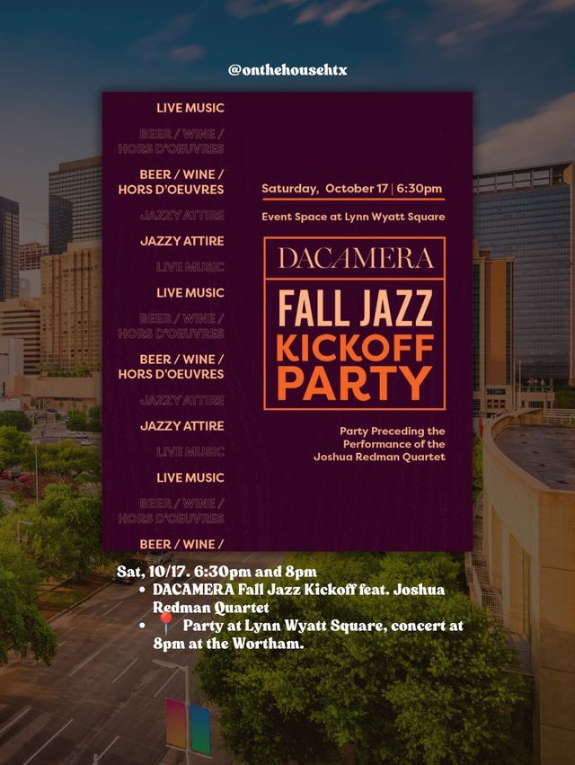 DACAMERA Fall Jazz Kickoff feat. Joshua Redman Quartet, Sat, Oct 17, Lynn Wyatt Square