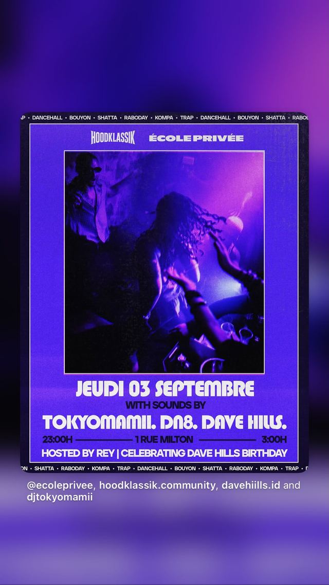 HOODKLASSK, Thu, Sep 3, École Privée