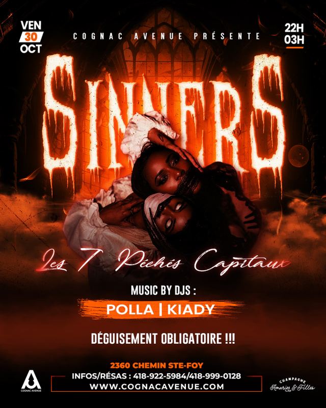 Sinners : Les 7 Péchés Capitaux, Fri, Oct 30, Cognac Avenue