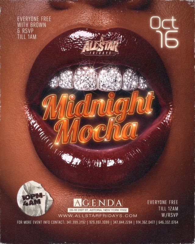 Midnight Mocha, Fri, Oct 16, Agenda Astoria, Astoria