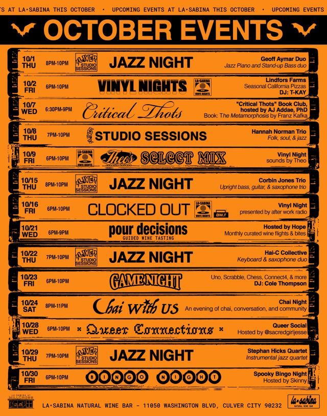 VINYL NIGHTS, Fri, Oct 2, La-Sabina Wine Bar, Clarkdale